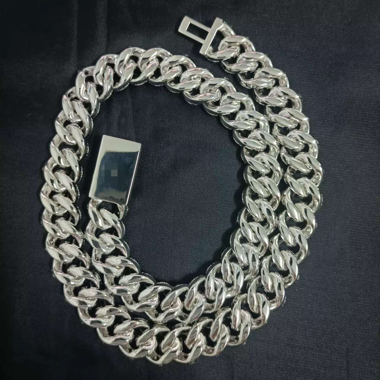 Customized 14mm 3 Rows Sterling Silver S925 Moissanite Hiphop Vvs Moissanite Cuban Link Chain Necklace