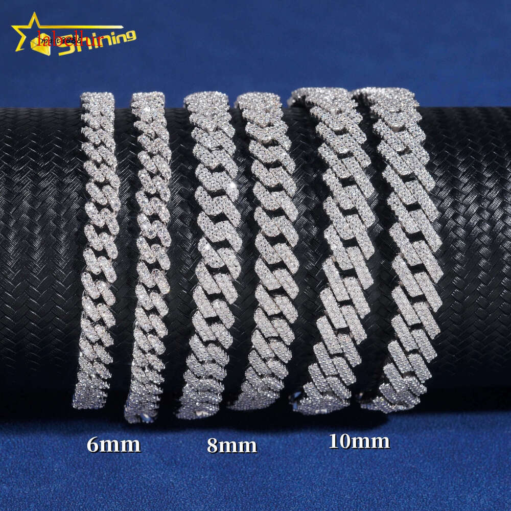 Hot Sale Fine Jewelry Lab Sterling Sier 14k Gold Plated Vvs Moissanite Dia Men Cuban Link Bracelet
