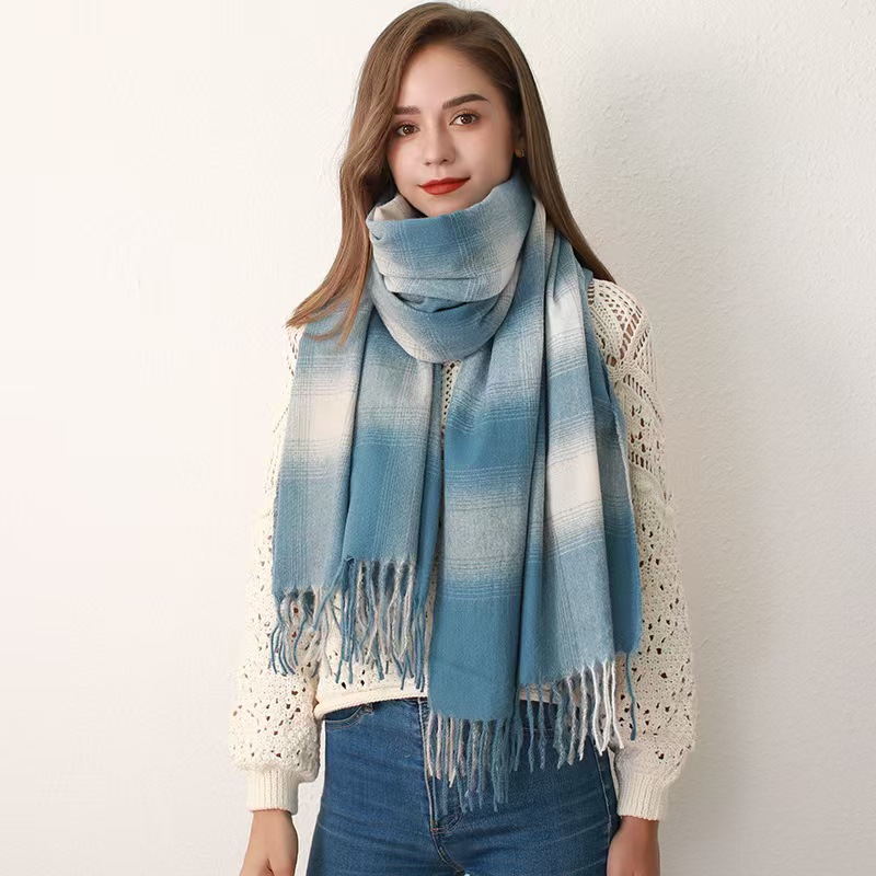 T1099 scarf European and American cashmere plaid scarf female autumn and winter new Japanese and Korean all-match shawl neck scarf