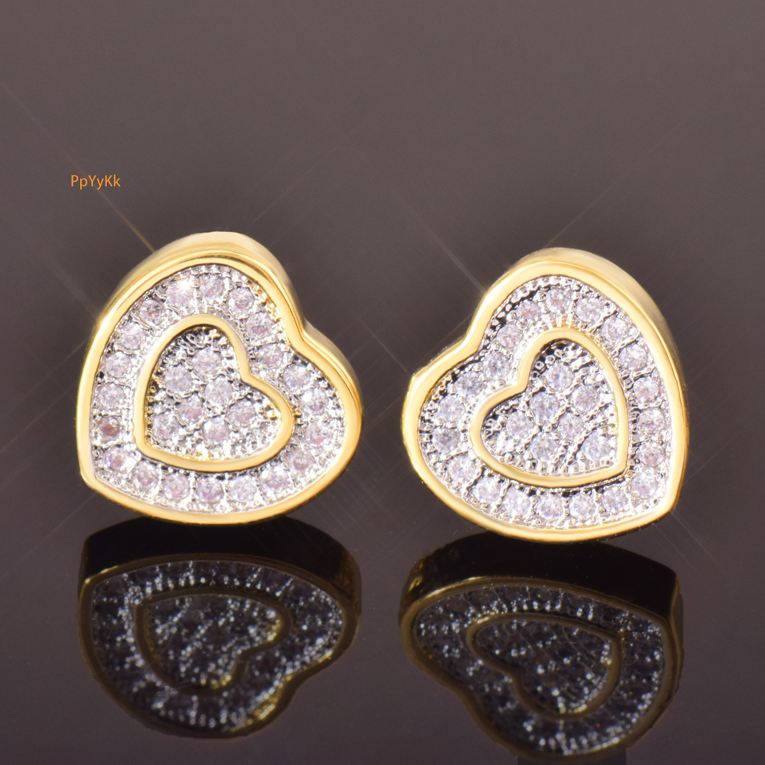 Luxury Jewelry Hip Hop Double Layer Heart Earrings Minimalist Full Diamond Moissanite Premium Bling Bling Pass the diamond tester