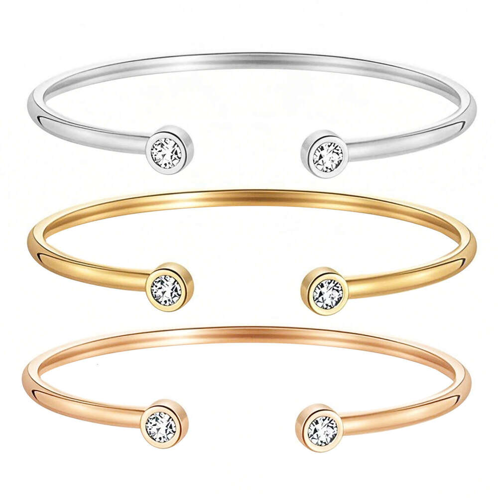25New Luxury Jewelry Designer Bracelet Hot Selling Jewelry Fashionable Diamond Set Adjustable Opening Bracelet Non Fading Zircon Plated 18k Gold Simpl