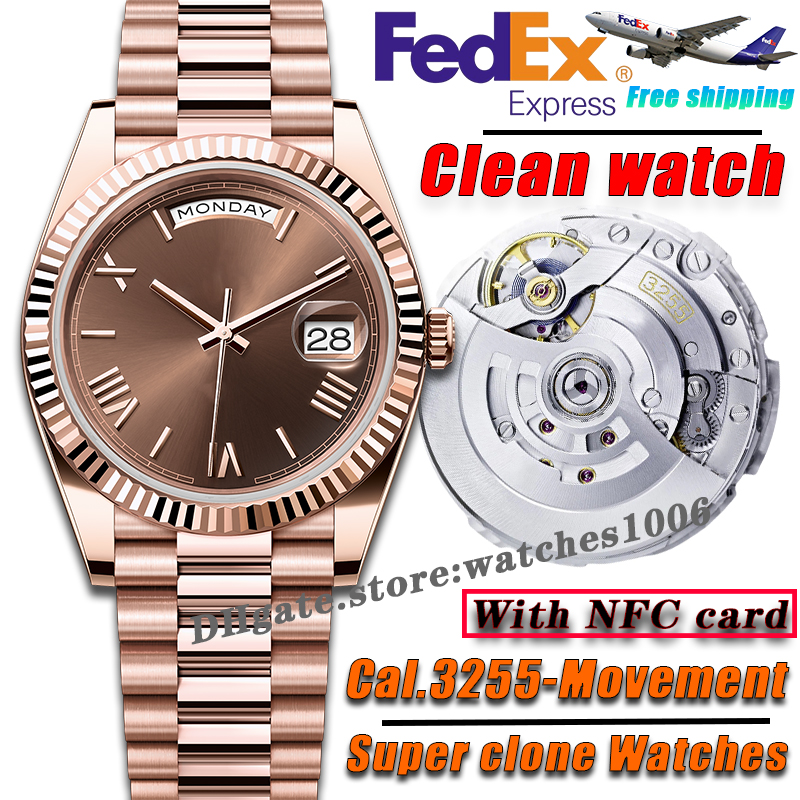 Mens watch Clean Factory watch Luxury watches day date Cal.3255 Movement Designer Watch 40MM High quality Sapphire Automatic mechanical watch 72-hour power storage