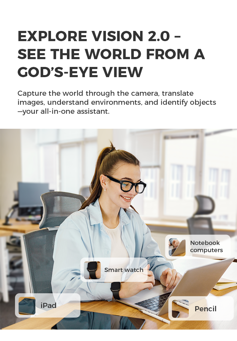 Smart Glasses M01 Pro: AI-Powered, High-Resolution Camera & Real-time Language Translator for Travel, Sports, Outdoor Use