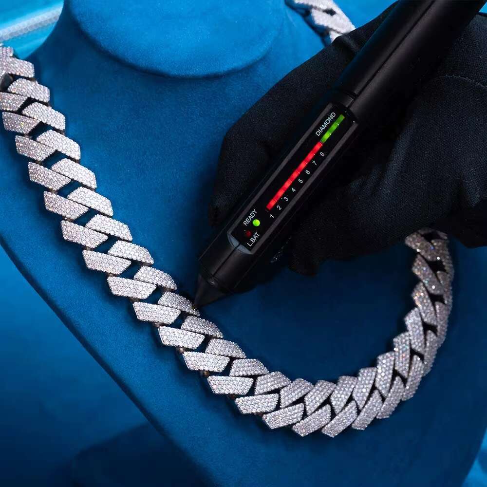 20mm 4 Rows Luxury Custom Iced Jewelry 925 Sterling Silver Moissanite Cuban Chain VVS1 Mens Choker Moissanite Cuban Link Chain