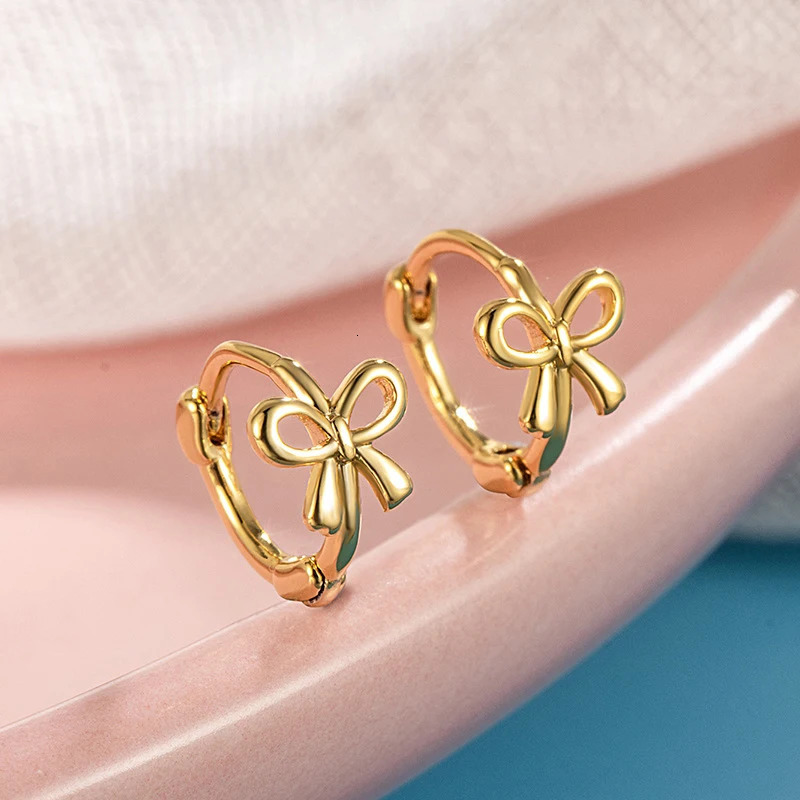 1Pair Korean Style Simple Bowknot Small Studs Earrings Fashion Exquisite Bow Ear Hoop For Women Ear Piercing Jewelry Accessories 250626