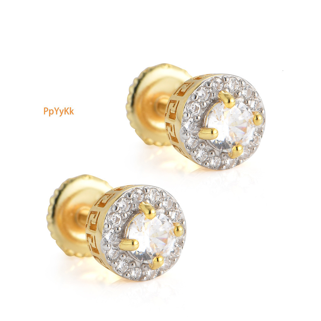 Luxury Jewelry New Hip Hop Sterling Silver Round Micro Paved Zircon Iced Out Bling Bling Premium Men's Earrings Pass the diamond tester