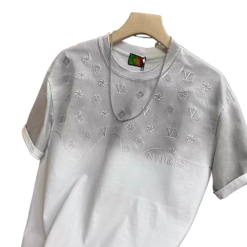 High quality Men's Tie-Dye Embroidered Short Sleeve T-Shirt Summer Fashion Crew Neck Casual Tee Shirt