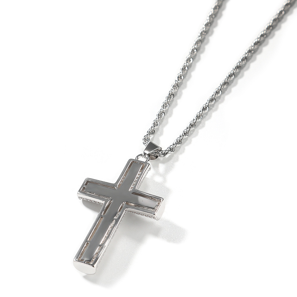 Luxury Jewelry High Quality Luxury Full Iced Cross Pendant Necklace Streetwear Hip Hop Moissanite Necklace Rap Designer Accessory Pass the diamond tes