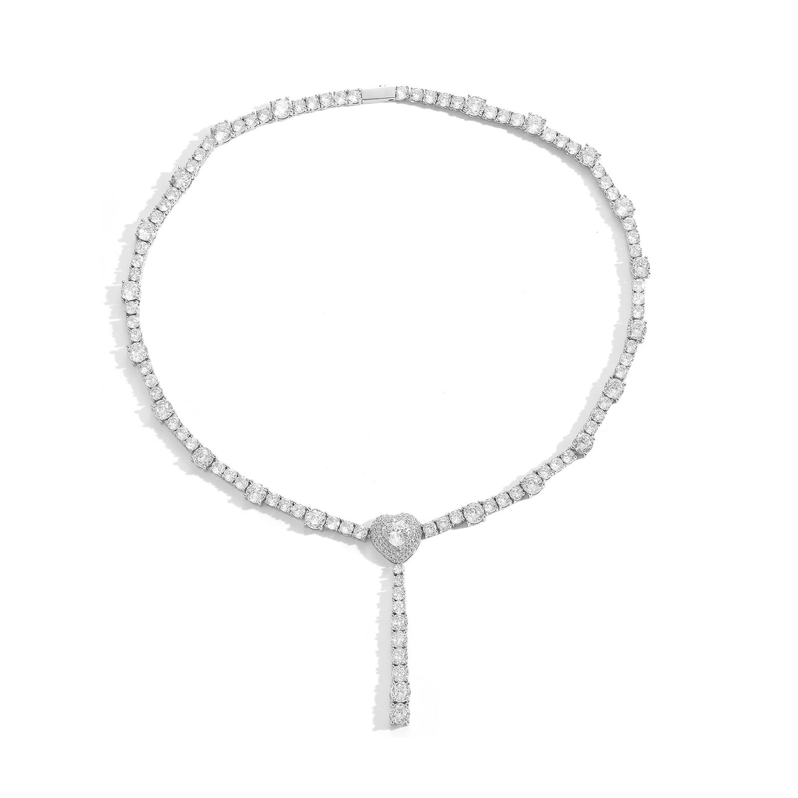 Luxury Jewelry Hip Hop Heart Tennis Chain Necklace Layered Iced Out Unisex Hip Hop Bling Bling Necklace Trendy Accessory Pass the diamond tester