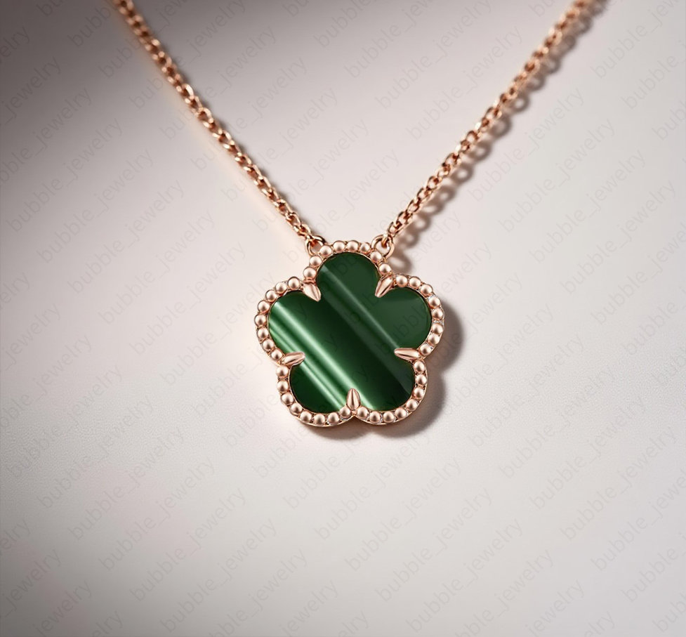 er Clover Necklace Rose Gold Flower Pendant Grey Mother of Pearl Necklace Diamond Accent Gift for Women Z250910