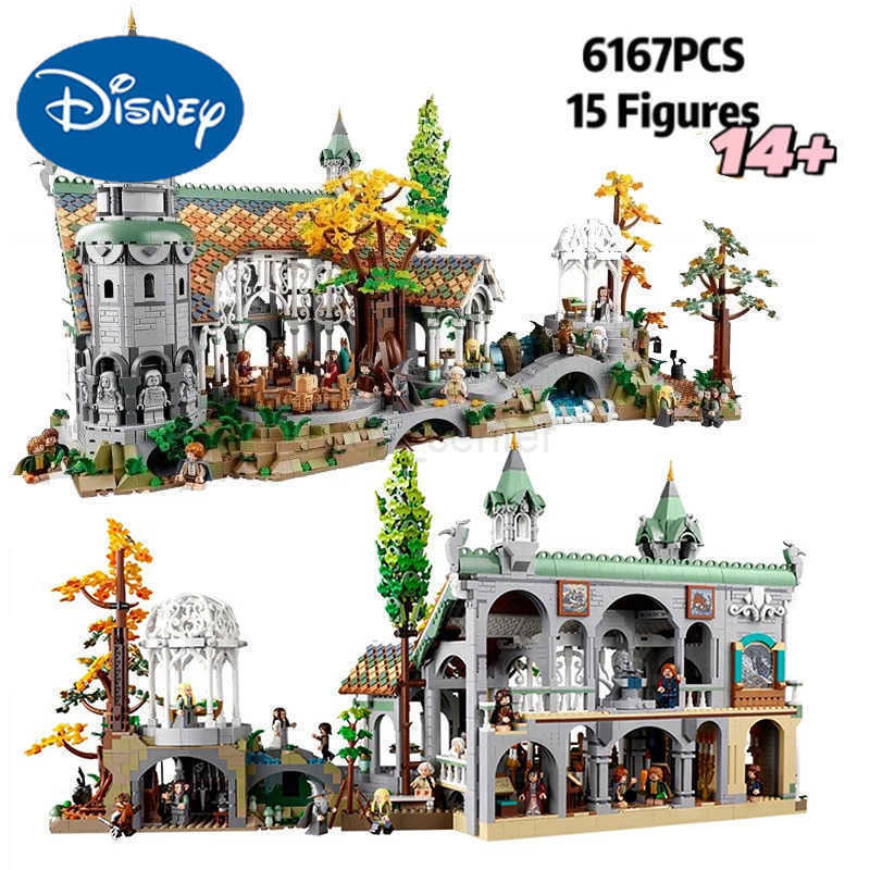 DISNEY In Stock 2025 NEW 6167pcs Movie Series of the Rings Street View Desktop Decoration Model Compatible with 10316 Style for Kids Gifts W20250630