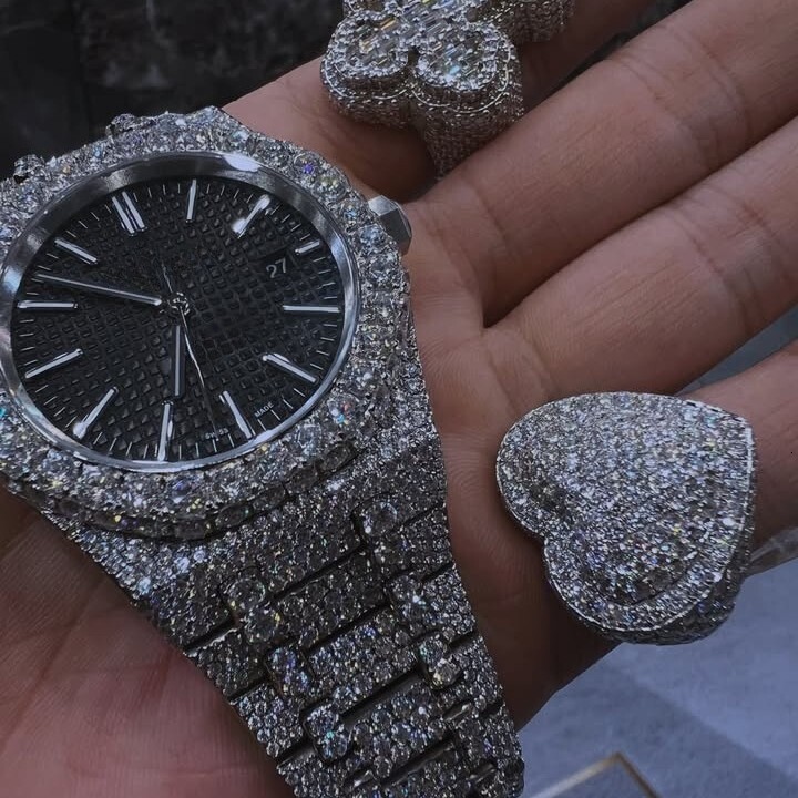 VVS Clarity Moissanite Watch Stainless Steel Iced Out Band High Quality Mechanical Timepiece Pass the diamond tester