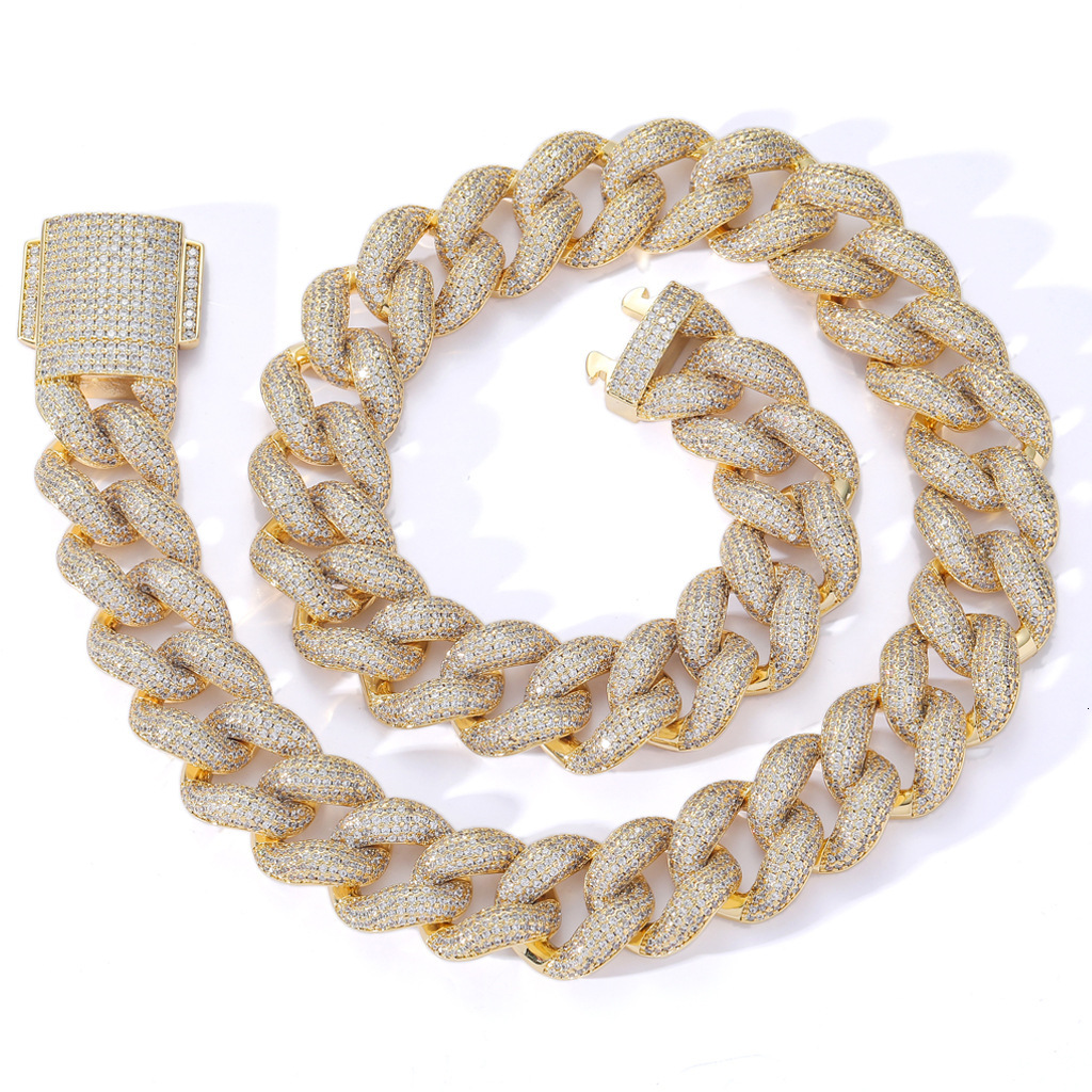 Luxury Jewelry New Hip Hop 18mm Thick Bubble Cuban Chain Spring Clasp Iced Out Bold Necklace Bling Bling Necklace Pass the diamond tester