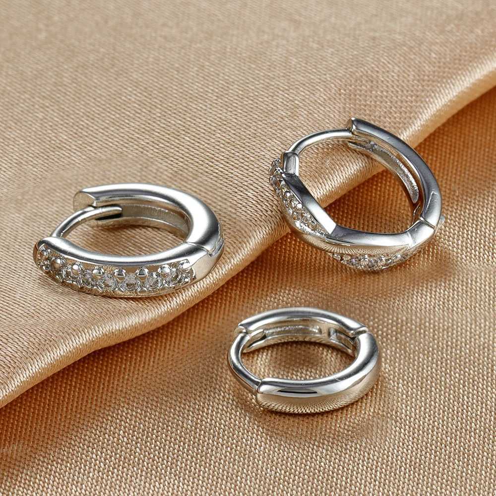 3PCS Stainless Steel Round Circle Hoop Earrings Set for Women Simple Huggies Zircon Twists Earring Cartilage Piercing Jewelry XJ250630
