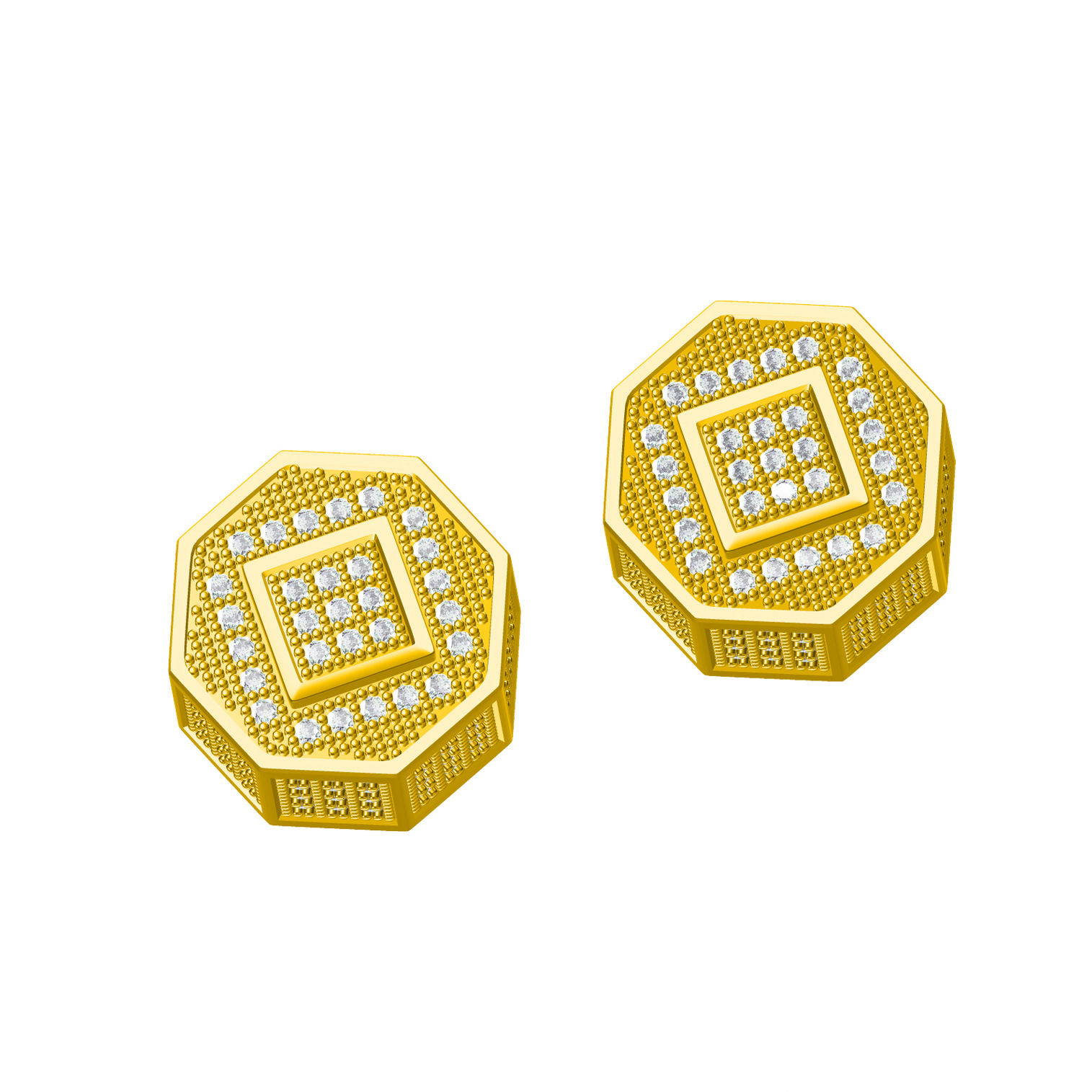 Luxury Jewelry Unique Hip Hop Octagon Earrings Minimalist Full Diamond Creative Designer Iced Out Pass the diamond tester
