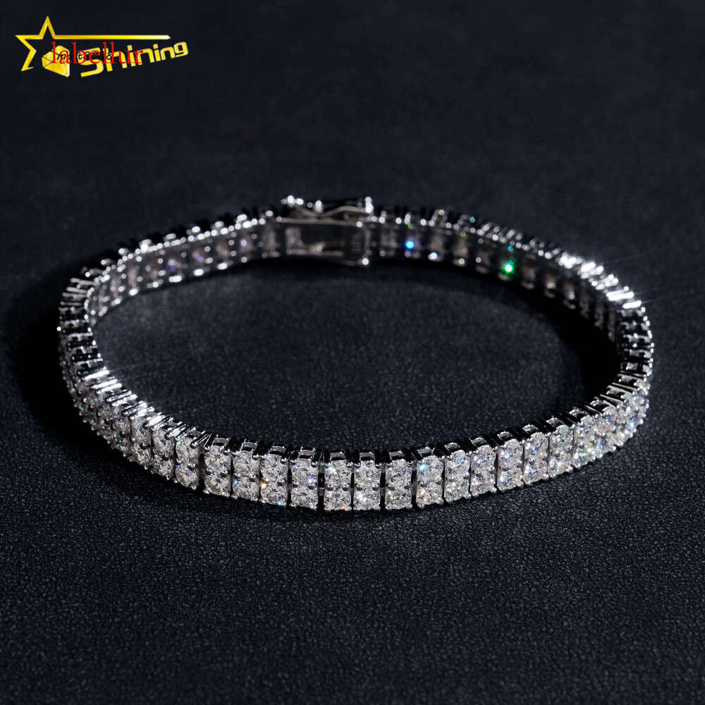 Hip Hop Jewelry 6MM Iced Out Sier Gold Plated VVS D Color Moissanite Men Moissanie Tennis Bracelet