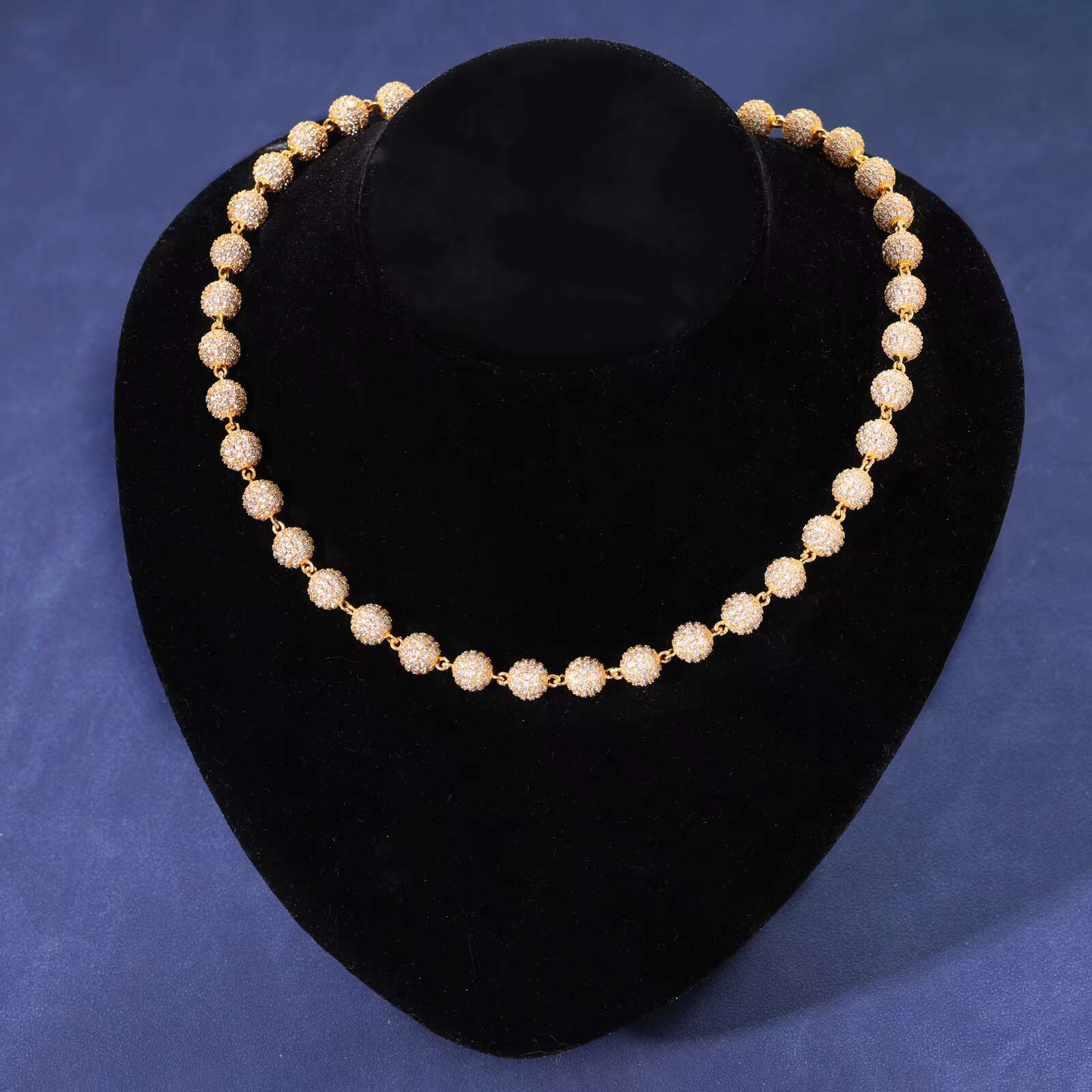 10mm Hip Hop Sparkling Roundness Bead Chain High Quality Iced Out Ball Rapper 5A Zircon Chain Cuban Necklace