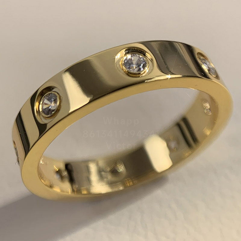 3.6MM Thin ring Couple rings woman designer L0VE ring for man Gold plated 18 K TOP quality US 5678 size exquisite gift rose gold 009