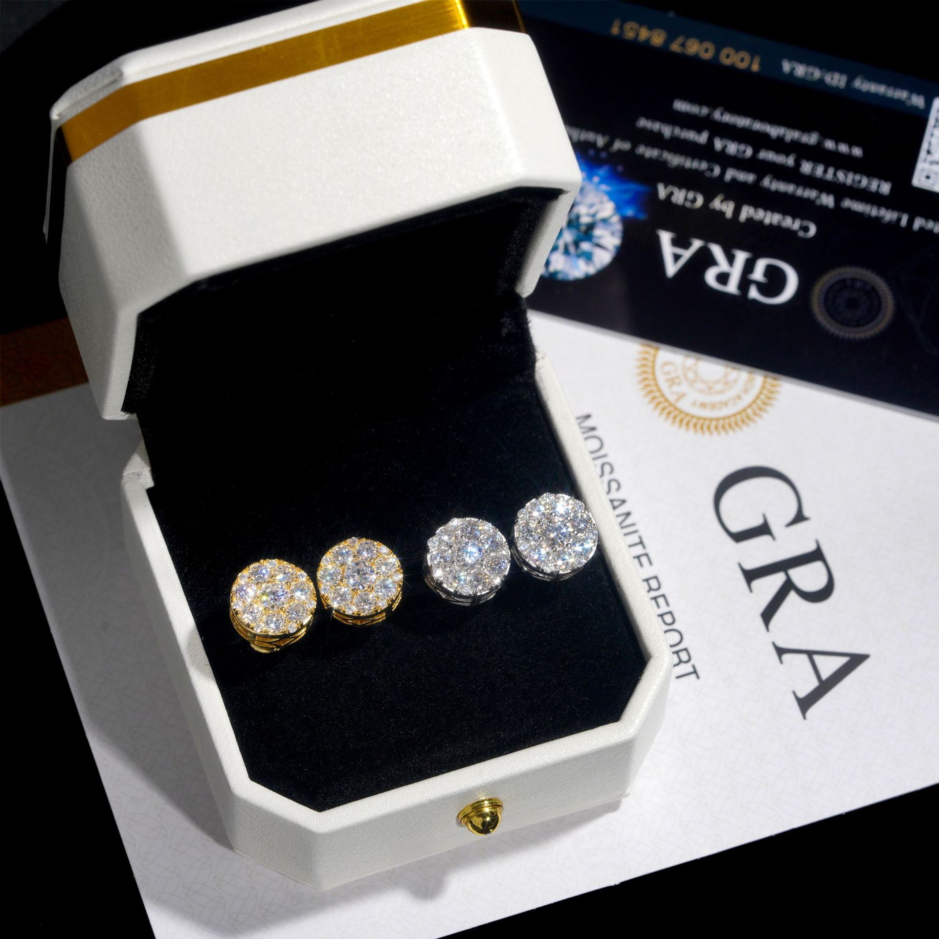 Hip Hop New Design Iced Out Stud 11mm Width 925 Silver Gold Plated Moissanite Earring