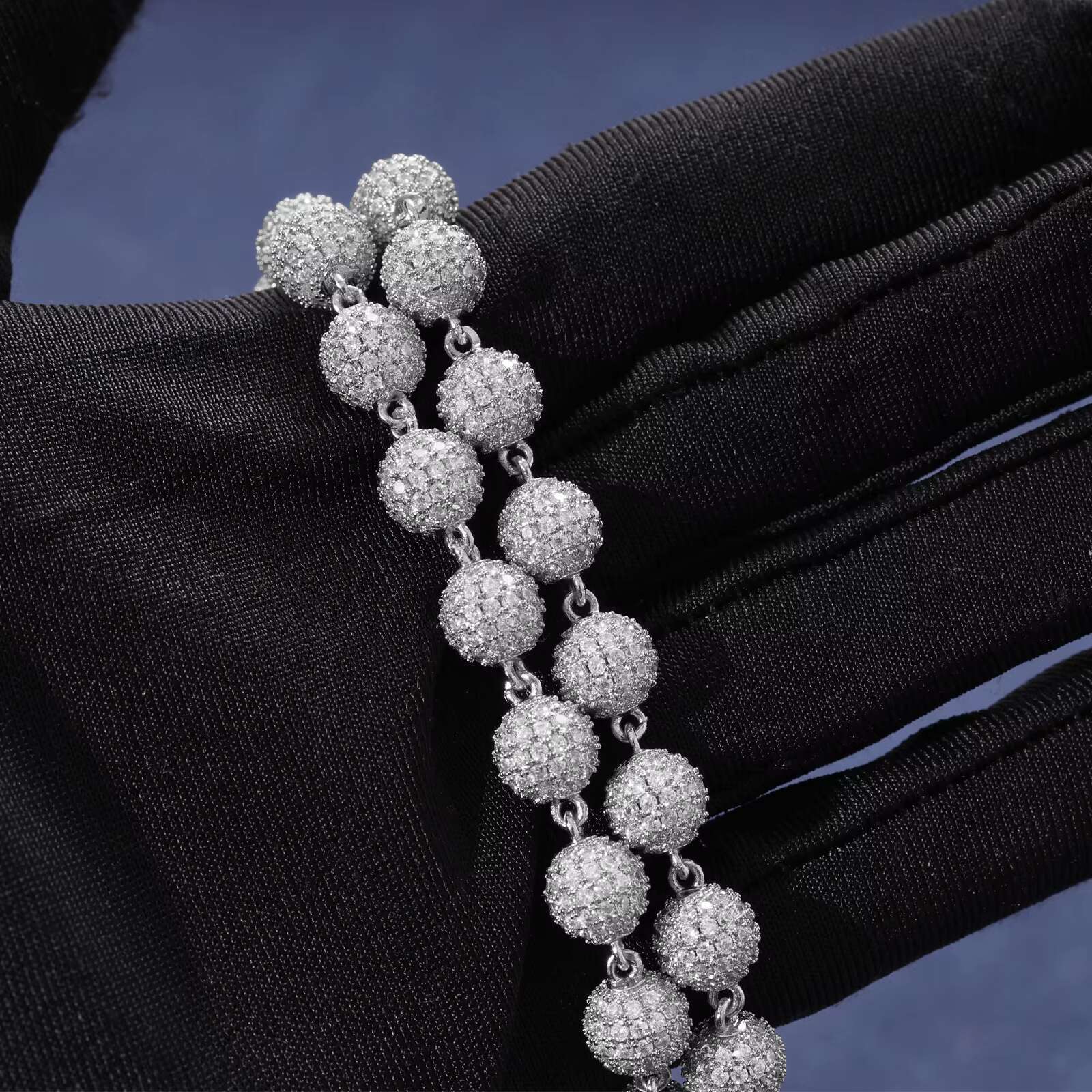 10mm Hip Hop Sparkling Roundness Bead Chain High Quality Iced Out Ball Rapper 5A Zircon Chain Cuban Necklace