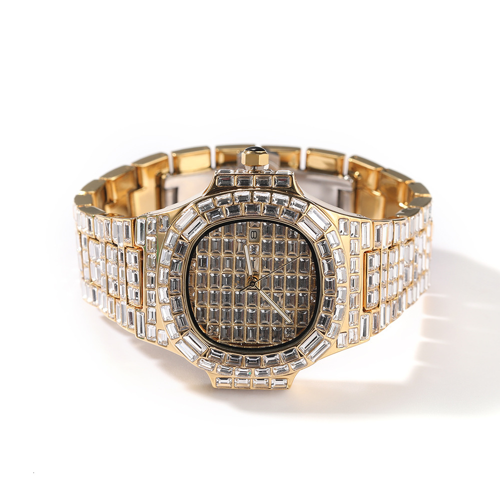 Luxury Jewelry VVS Moissanite High Quality Fashion Hip Hop Mechanical Watch Men Premium Design Bling Bling Date Big Dial Wristwatch Pass the diamond t