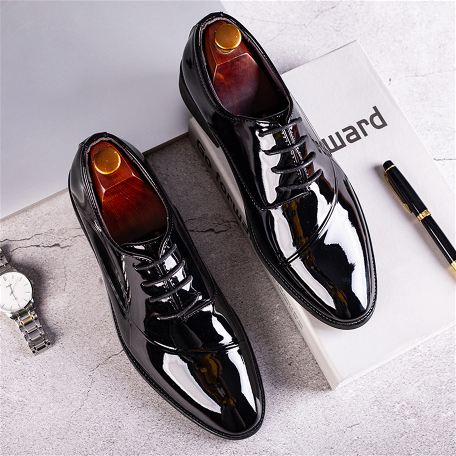 Men's Dress Shoes Classic Modern Formal Business Oxford Shoe X Stripe Comfortable Tuxedo Casual Lace-up Formal Business Oxford Wedding Shoes Fath