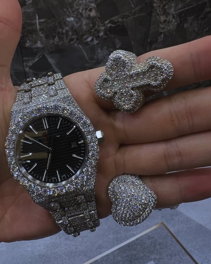 VVS Clarity Moissanite Watch Stainless Steel Iced Out Band High Quality Mechanical Timepiece Pass the diamond tester