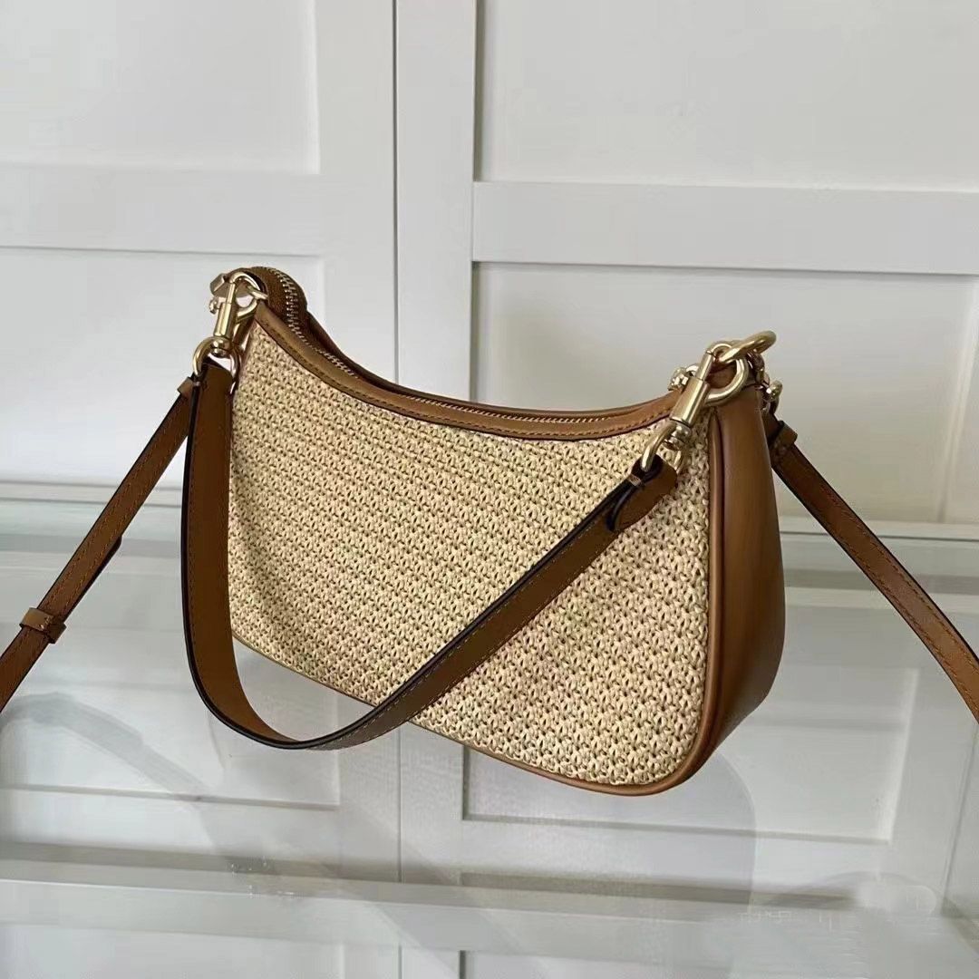 Designer Evening Bags Straw Handbags Women Shoulder Bag Teri Hobo Half-moon Ladies Baguette Chain Strap Croissant Bags