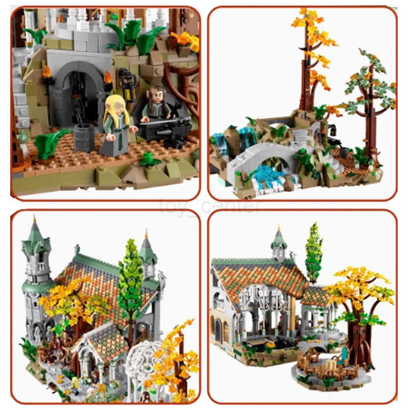 DISNEY In Stock 2025 NEW 6167pcs Movie Series of the Rings Street View Desktop Decoration Model Compatible with 10316 Style for Kids Gifts W20250630