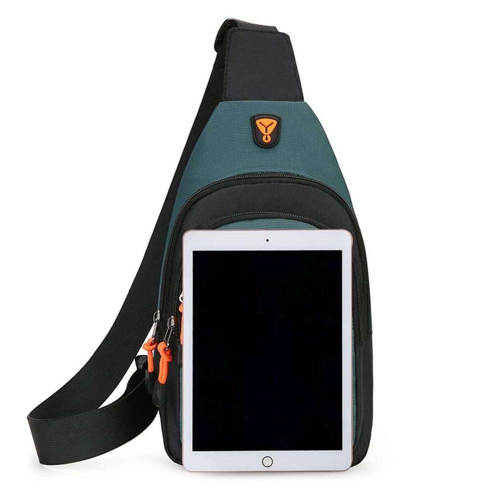 Women's Sporty Chest Bag with Headphone Hole Lightweight Oxford Crossbody Pack Multi-Pockets Adjustable Strap for Running Gym