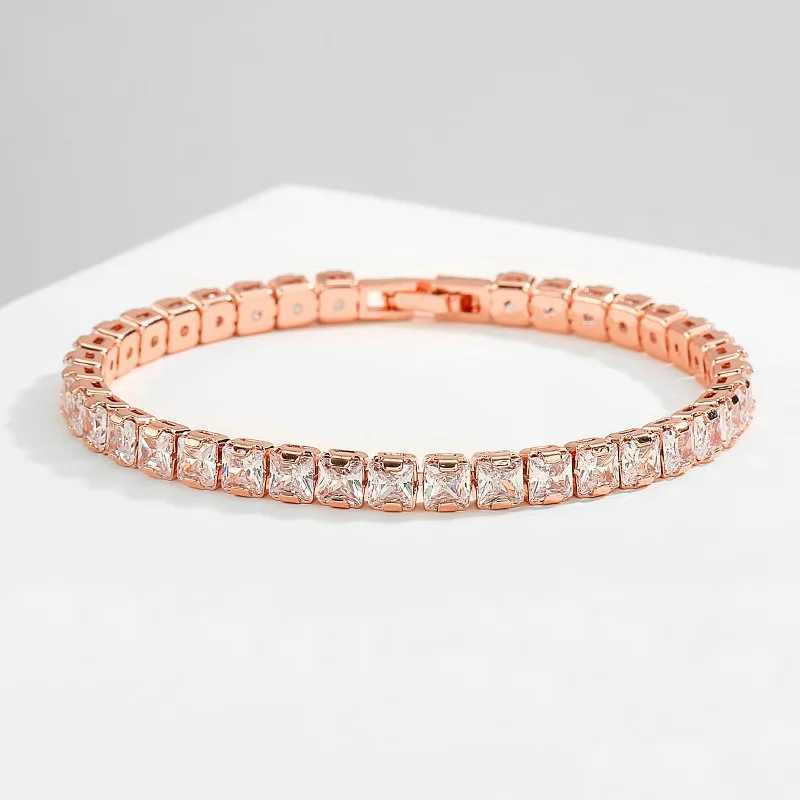 Dainty Full Moissanite Tennis Bracelet 18k Gold Plated 925 Sterling Silver D Color Lab Created Diamond Bracelet for Women Men W250630