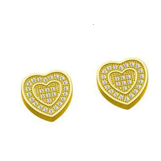 Luxury Jewelry Hip Hop Double Layer Heart Earrings Minimalist Full Diamond Moissanite Premium Bling Bling Pass the diamond tester