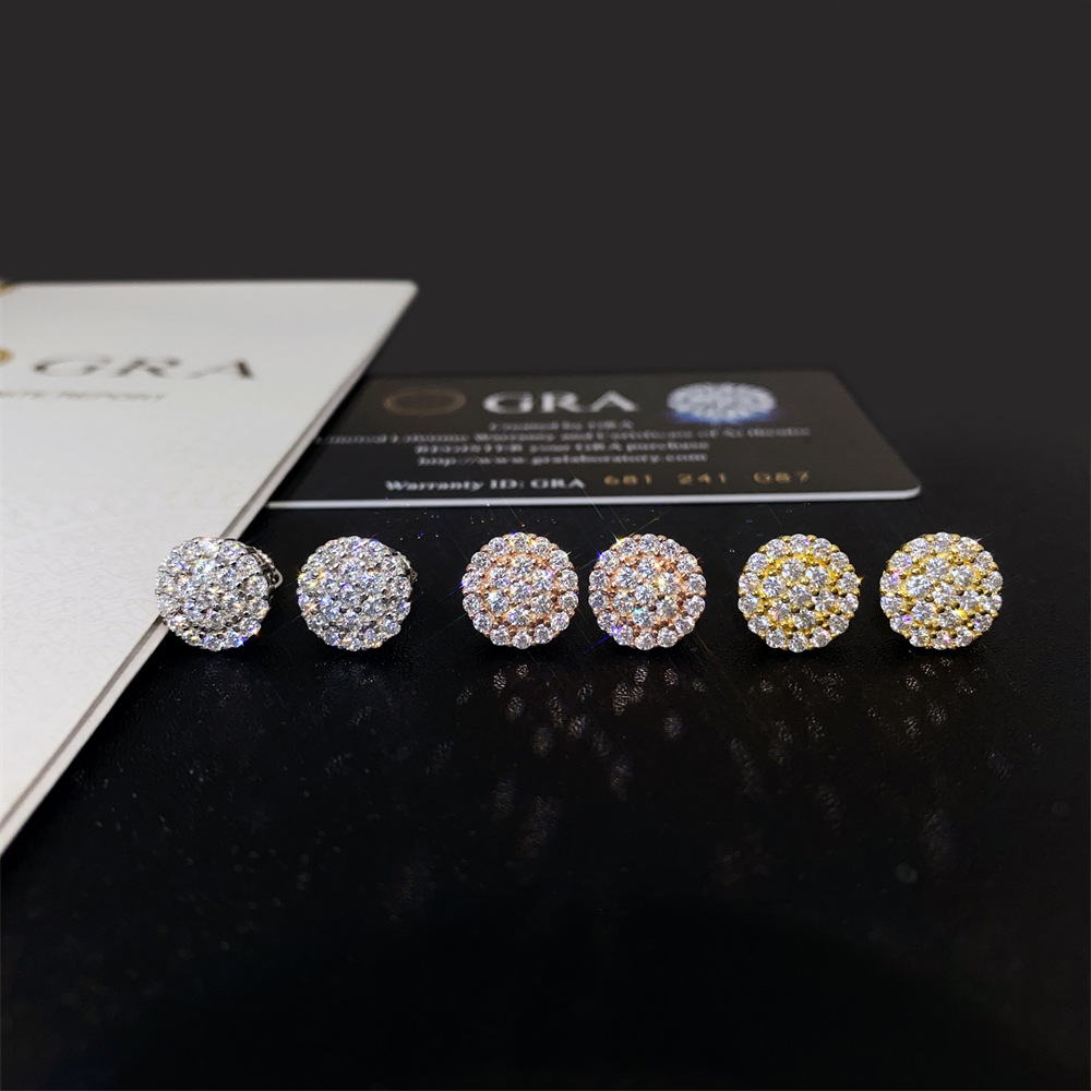 925 Sterling Silver Fashion Cute Earrings Small Stud Vvs Miossanite With Certificate Gold Plated