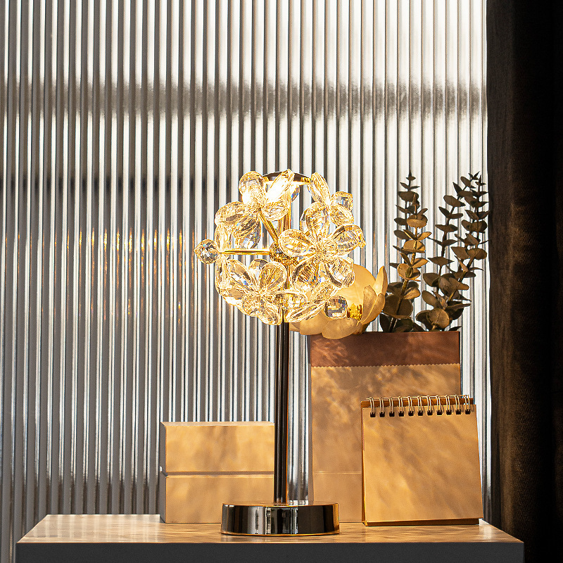 Sunflower Crystal Table Lamp Modern Bedroom Bedlight Living Room Study Creative Decoration Dandelion Crystal Desk Light