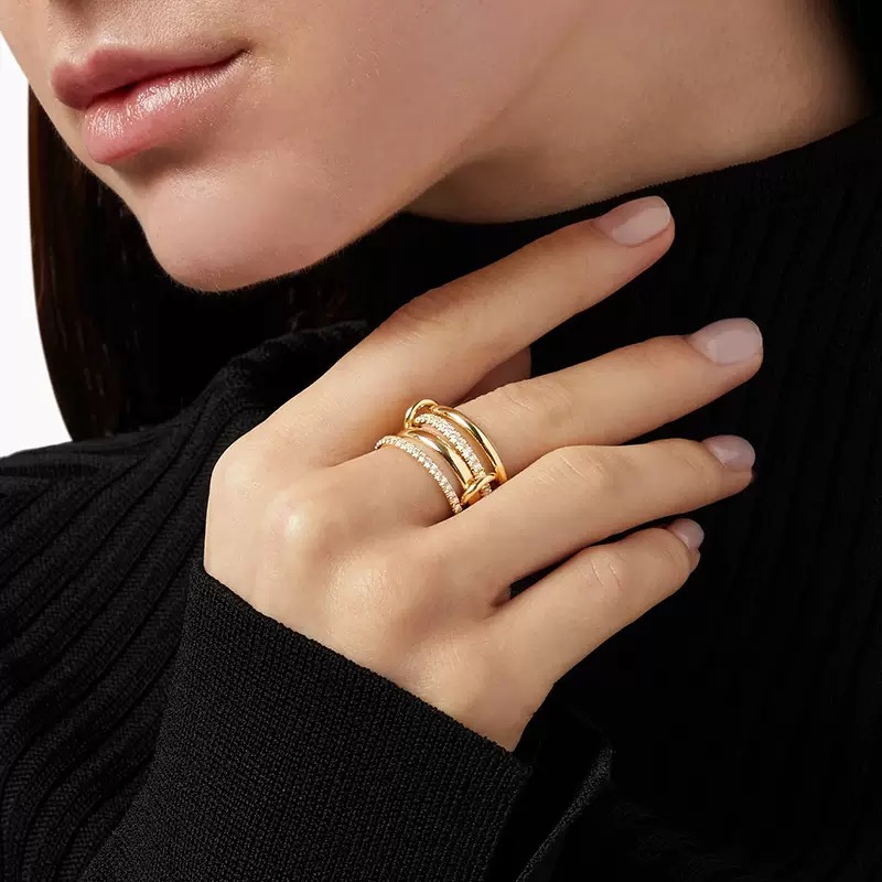 Fashion Ring Women and Men Emerald Rings New Fine Jewelry Minimalist Gold and Sterg Sier Fine Jewelry Stack Rings for Women