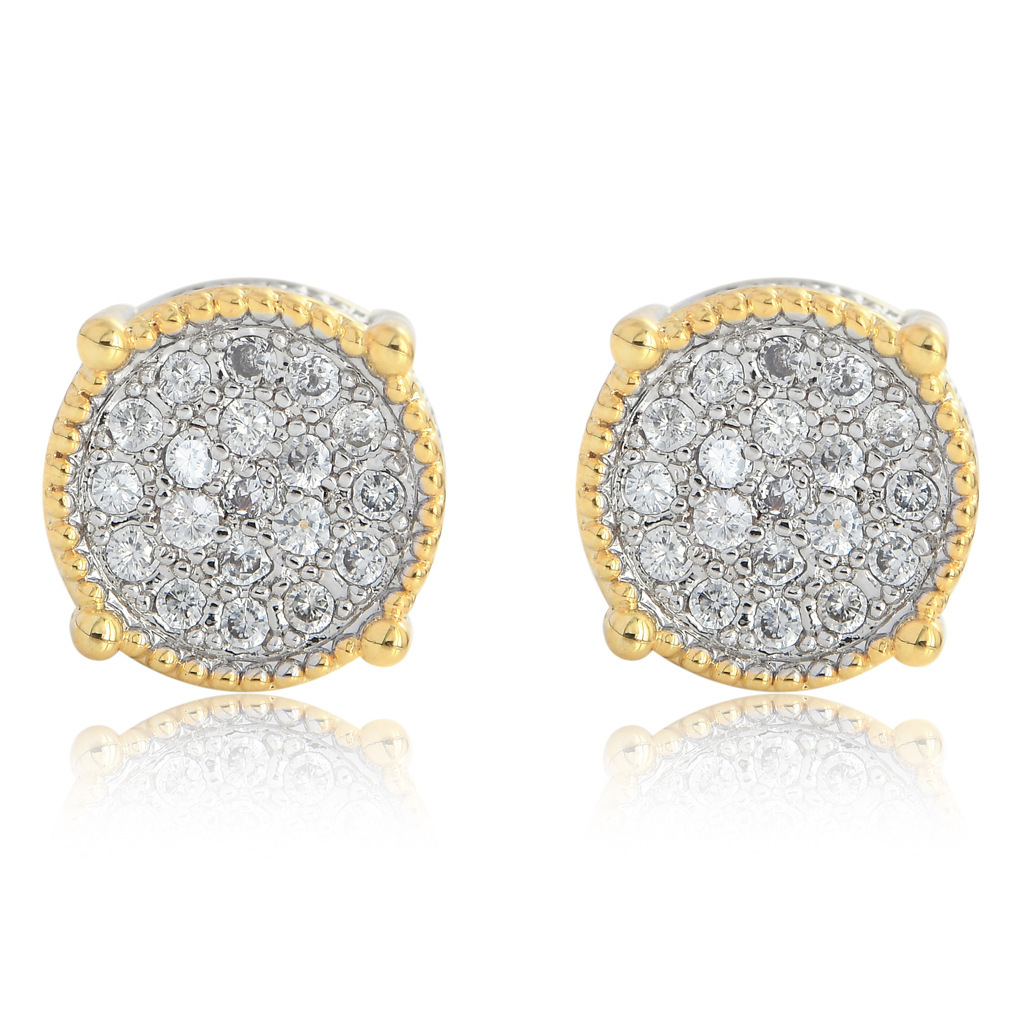 Luxury Jewelry Hip Hop S925 Sterling Silver Round Two Tone Iced Out Bling Bling Ear Caps Earrings Pass the diamond tester