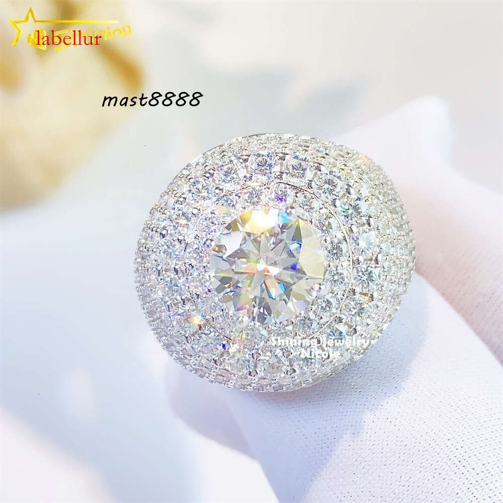 New Design Hip Hop Iced Out Sier Gold Plating Engagement Dia Moissanite Ring for Men