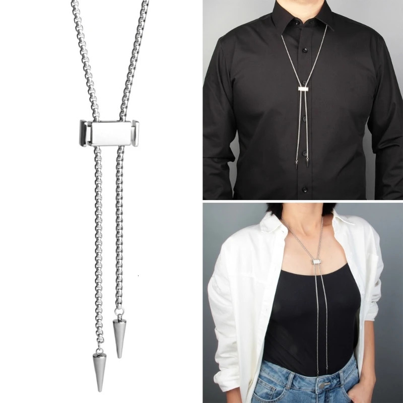 Sexy Bolo Tie Necklace for Women s Cool Jewelry Chain Lariat with Cuboid Chokers Body Jewelry Summer 250630