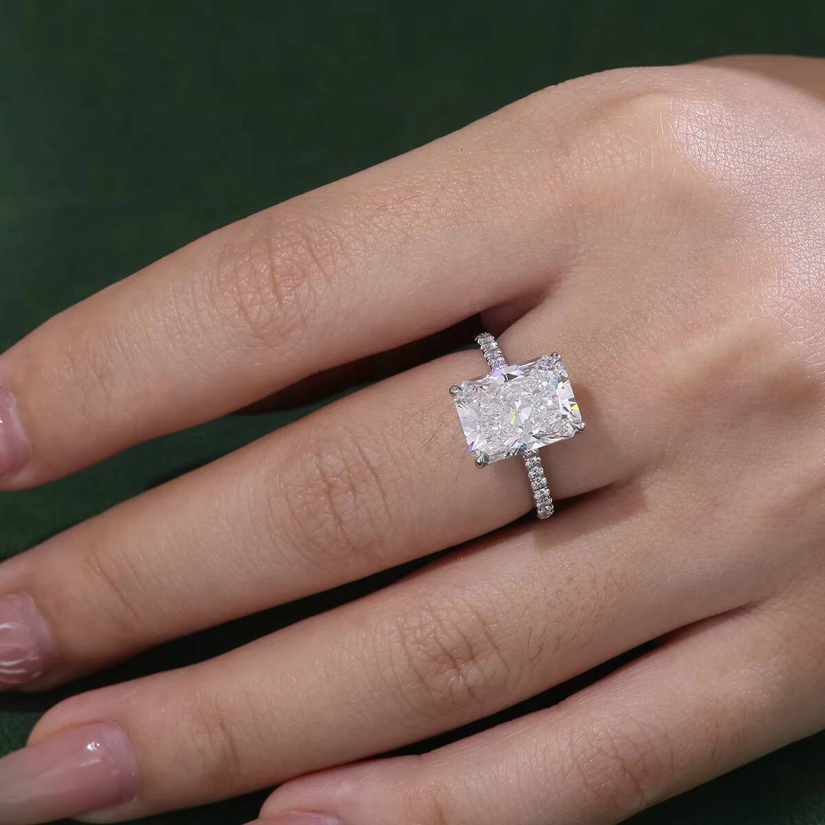 IGI 18K Solid Gold Wedding Jewelry Women Solitaire Radiant Cut 3ct LAB GROWN Diamond Engagement Ring