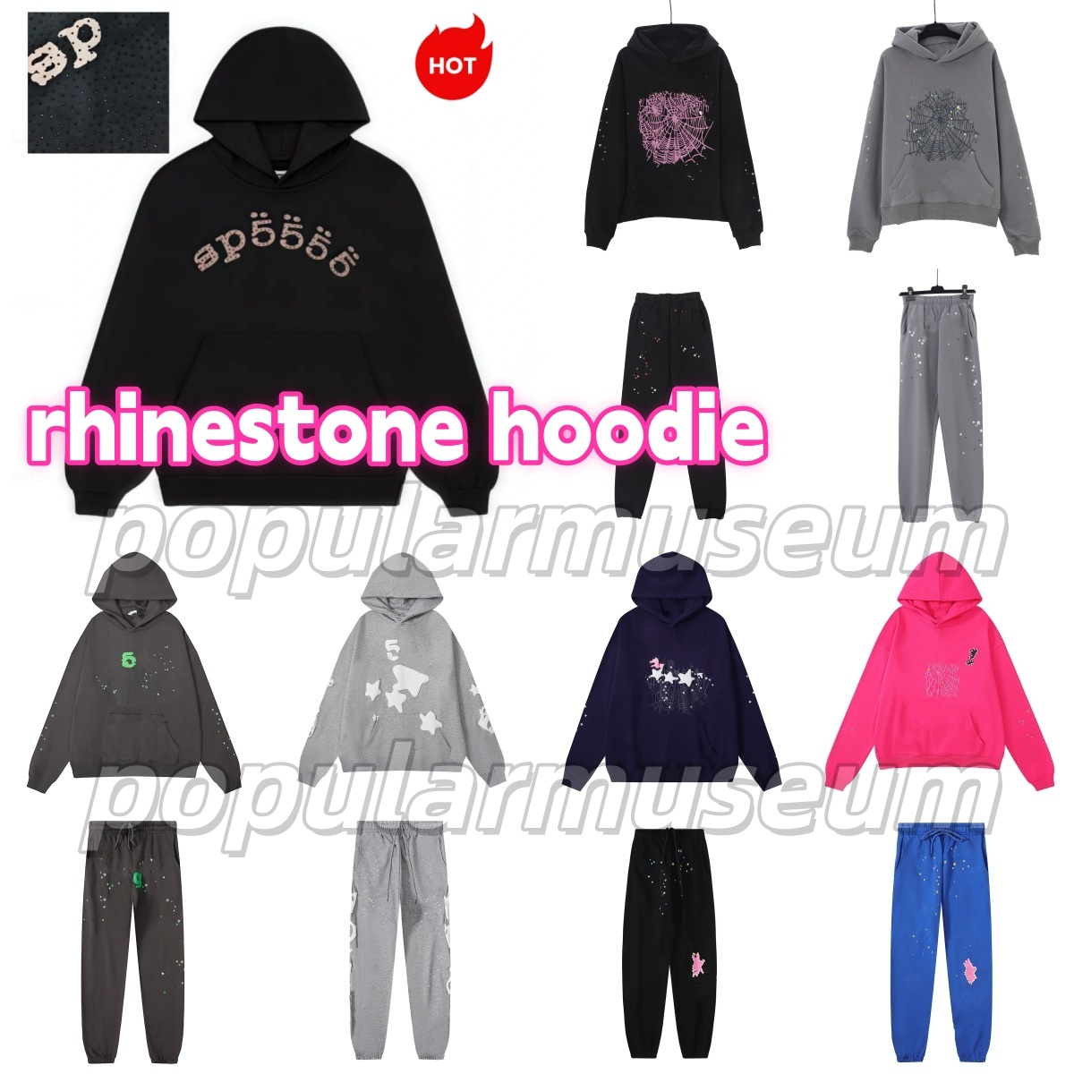 spider hoodie designer hoodie for men mens rhinestone 25 spSder hoodie sweatpants for mens tracksuit casual fashion mens women hoodies Hip Hop loose long sleeve