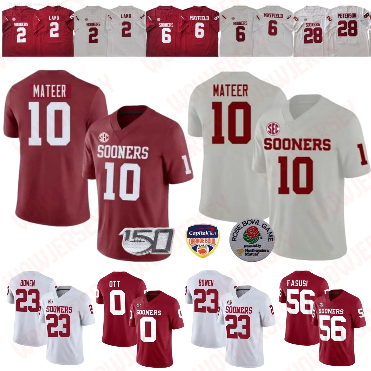 Oklahoma Sooners John Mateer Football Jersey Michael Hawkins Jr Jaydn Ott Jovantae Barnes Deion Burks Eli Bowen Gracen Halton Michael Fasusi Jayden Gibson Mayfield