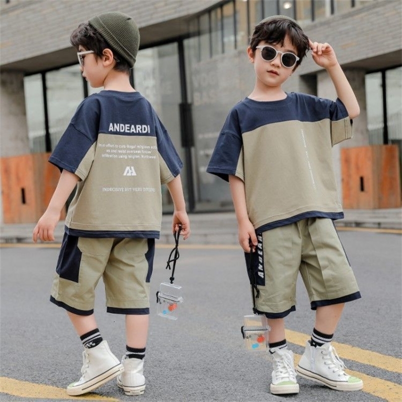 Clothing Sets Boys Summer Suit New Korean Style Children's Children and Teens Short Sleeve Shorts Two-Piece Set Fashionable Stylish Clothing 2305