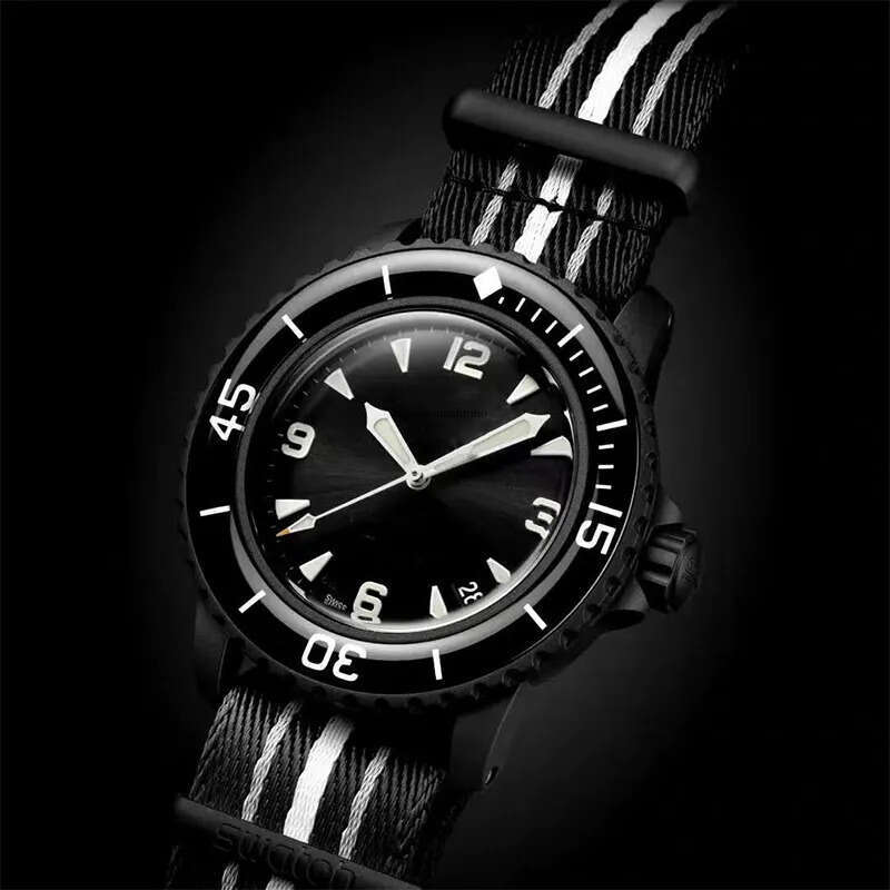 High-Quality Sports Automatic Mechanical Men's Watches Bio Ceramic BP United Five Oceans Transparent Back Luminous World Time Mens Quartz Watch 2024