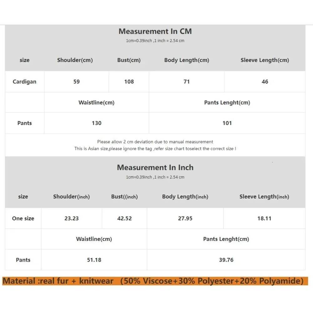 OFTBUY Women Knitwear Set Spring Autumn Real Fox Sweater Fashion Natural Fur Cuffs Long Pants Knitted Suit