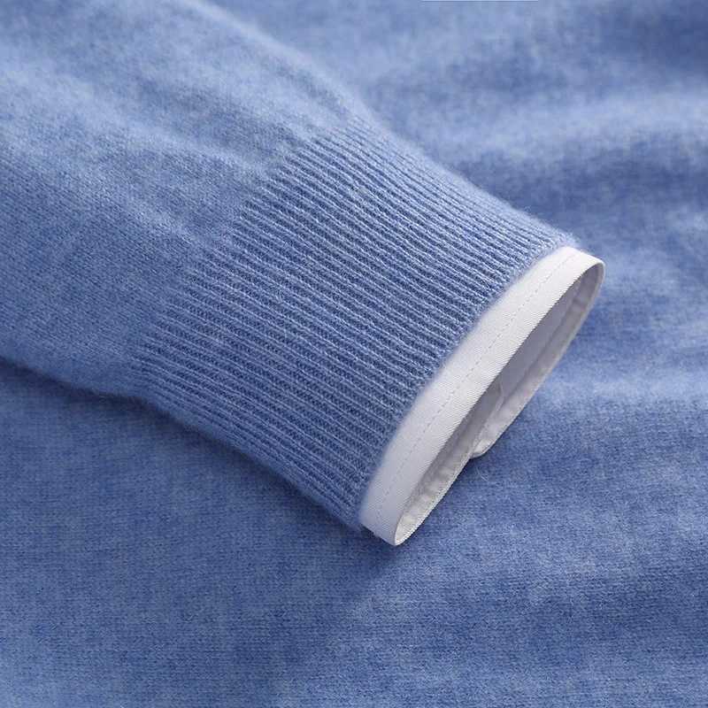 AutumnWinter New Mens 100 Cashmere Pullover Business Casual Solid Knitted Sweater Loose Vneck Tops Basic Thick Warm JumperXJ250929