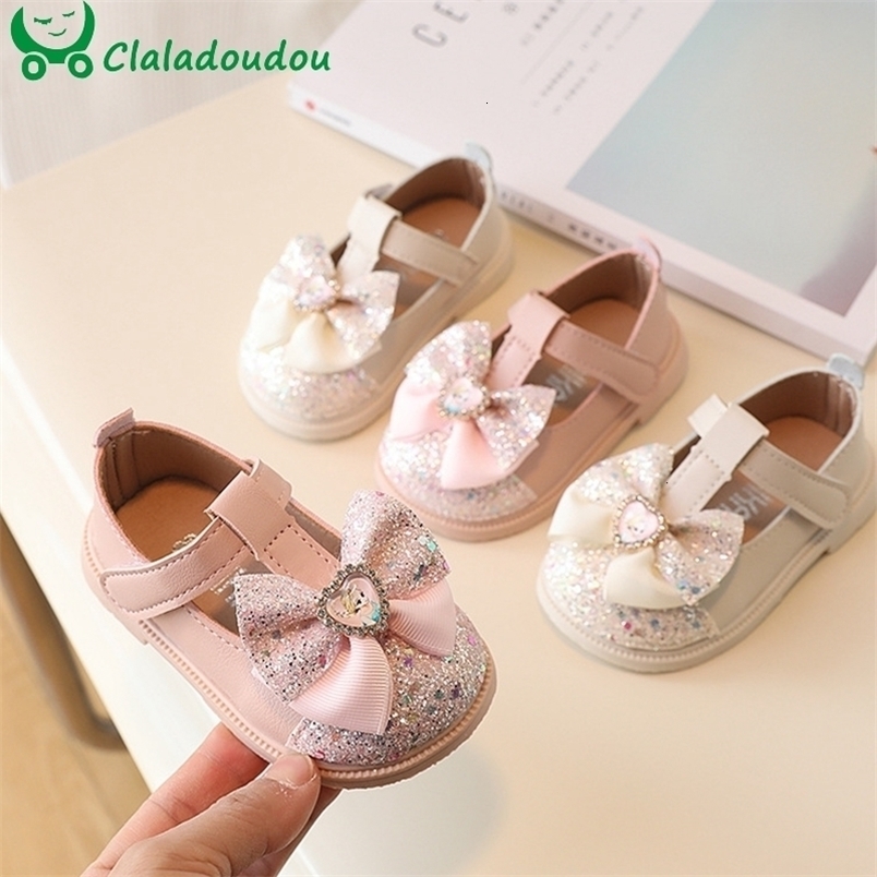 First Walkers 12-14cm Toddler/Little Girls Spring Ballerina Flats Shoes Soft Slip-on Toddler Woman Party Dress Shoe For Birthday Wedding 230314
