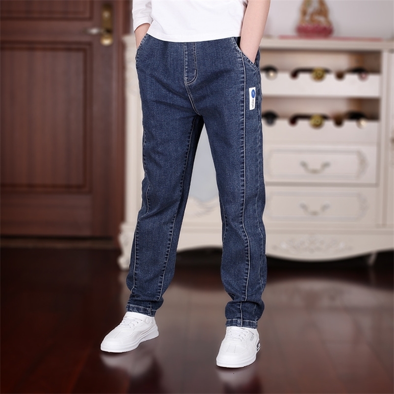 Jeans Ultrafine boy jeans for youth clothing spring and autumn season solid elastic waist loose and comfortable children's jeans high-quality 230