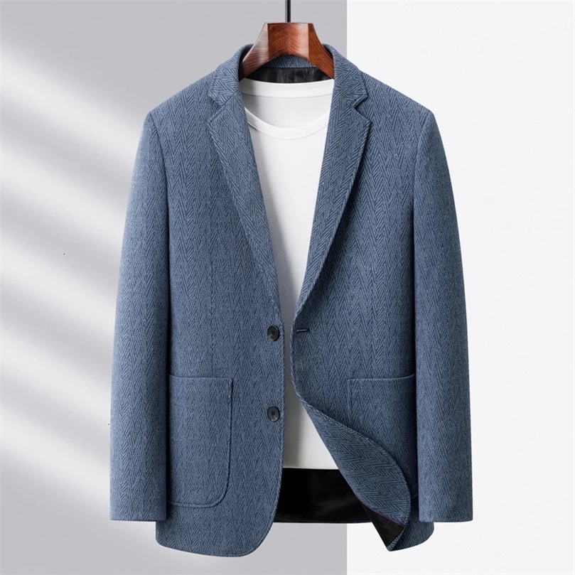 High Quality Leisure Suit Spring and Autumn Fashion Handsome Business Middleaged Men Woolen Coat 240430