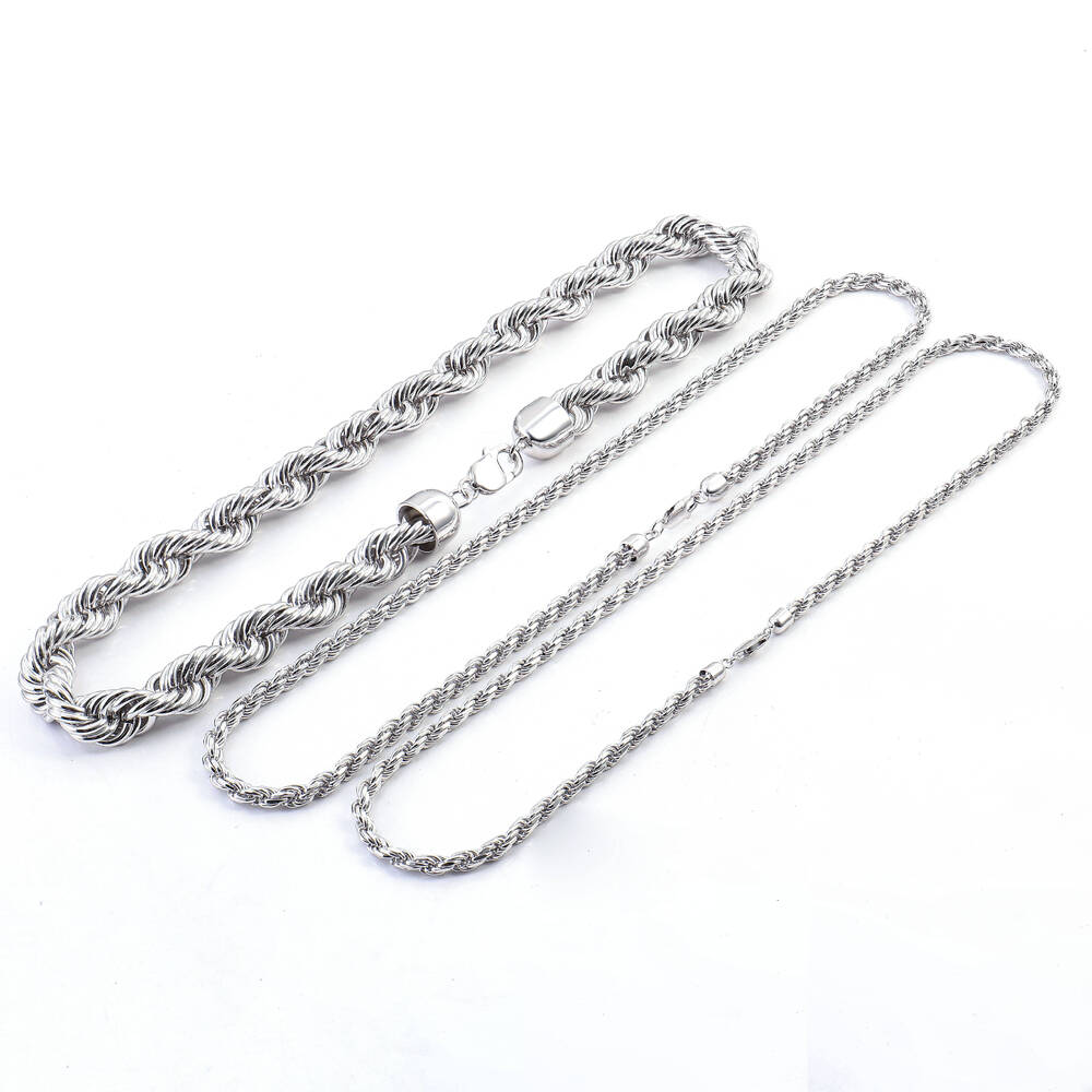 Hip Hop 925 Sterling Silver Pendant Necklace Wide Twisted Rope Chain for Wedding Gift Engagement Singapore Design
