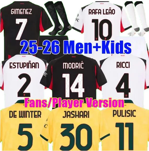 NKUNKU RICCI GIMENEZ MILANS RAFA LEAO acmilan Soccer Jerseys MODRIC PULISIC 2025 2026 LOFTUS-CHEEK JASHARI PAVLOVIC ESTUPINAN TOMORI RABIOT 25 26 football shirt